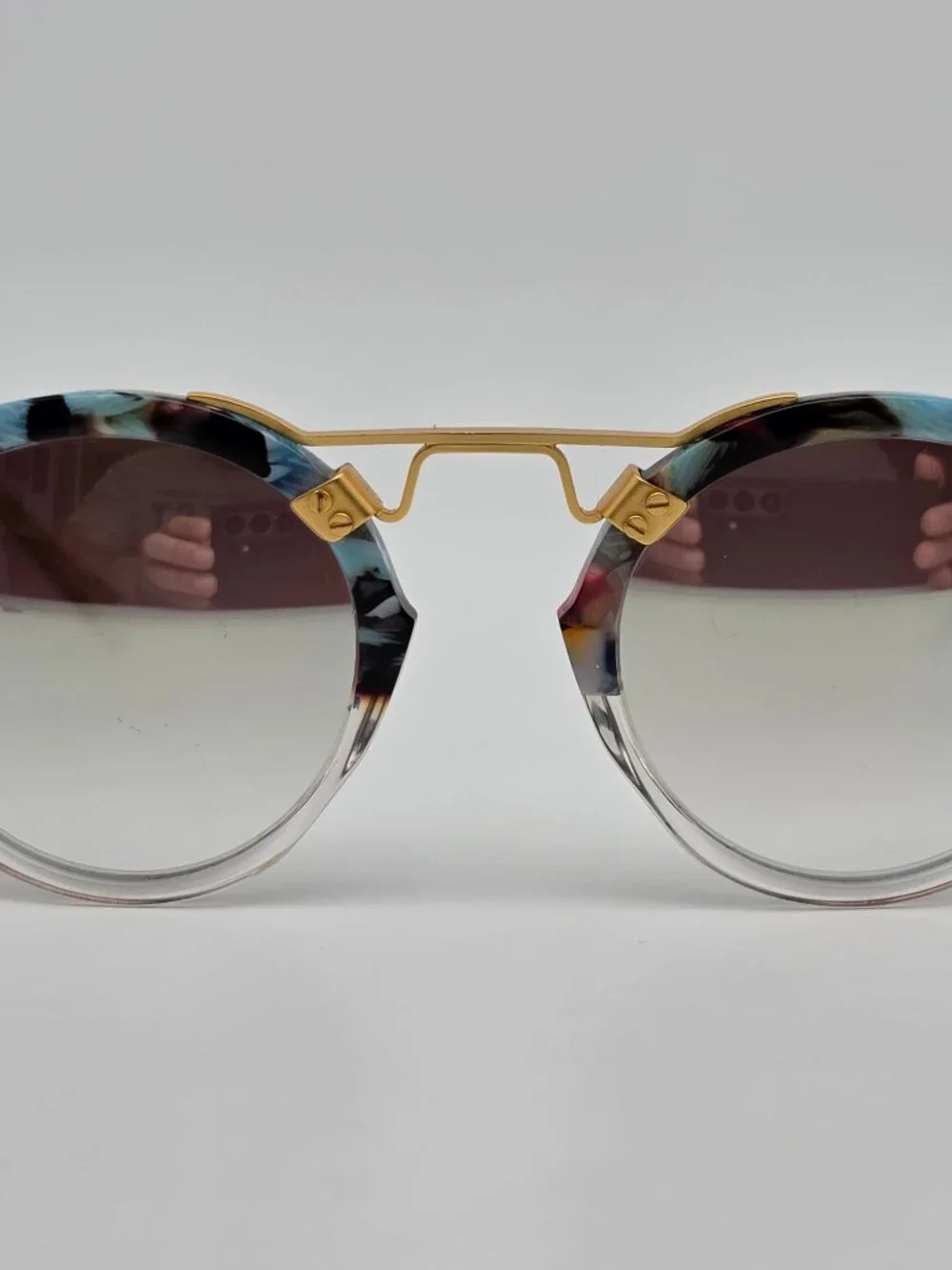 Krewe St. Louis Rio Confetti to Marine 24K Frame Silver Mirror Lens Sunglasses
